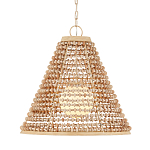 Подвесной светильник в форме колокола из деревянных бусин Wooden Beads варинант исполнения - 1 | Loft Concept в Екатеринбурге