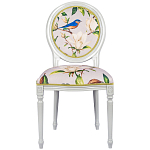 Стул светло-серый из натурального бука с изображением птиц и цветов Blooming Blue Birds варинант исполнения - 1 | Loft Concept в Екатеринбурге