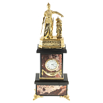 Часы настольные бронзовые из натурального камня Яшма Stone Clock варинант исполнения - 1 | Loft Concept в Екатеринбурге