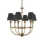 Люстра на металлическом основании бронзового цвета с 6-ю черными конусовидными абажурами Dignity варинант исполнения - 2 | Loft Concept в Екатеринбурге