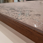 Стол обеденный с коричневой квадратной столешницей из керамики на четырех деревянных ножках Brown Ceramics варинант исполнения - 2 | Loft Concept в Екатеринбурге