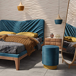 Пуф синий велюр на золотом металлическом основании Golden Belt варинант исполнения - 4 | Loft Concept в Екатеринбурге