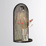 Настенный светильник зеленого цвета с черной рамкой овальной формы с полкой Herbarium  варинант исполнения - 2 | Loft Concept в Екатеринбурге