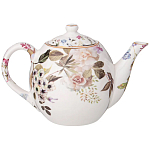 Чайный сервиз из фарфора белый с рисунком цветов на 6 персон 14 предметов Garden Whisper Porcelain Set  варинант исполнения - 2 | Loft Concept в Екатеринбурге