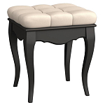 Пуф из массива бука с бежевой обивкой из велюра White Provence Black Provence варинант исполнения - 1 | Loft Concept в Екатеринбурге