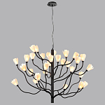 Люстра подвесная черного цвета с ветвями и белыми фарфоровыми цветами Floralis варинант исполнения - 12 | Loft Concept в Екатеринбурге