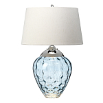 Настольная лампа со белым конусным абажуром и прозрачным голубым стеклянным основанием Quintiesse варинант исполнения - 1 | Loft Concept в Екатеринбурге