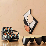 Дизайнерский журнальный стол округлой формы чёрный с золотой столешницей Fufem варинант исполнения - 1 | Loft Concept в Екатеринбурге