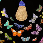 Картина ручная вышивка бисером Бабочки Butterflies and Light Bulb варинант исполнения - 3 | Loft Concept в Екатеринбурге