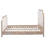 Кровать двуспальная светло-бежевая с основанием из массива дуба с мягким изголовьем Flax Beds варинант исполнения - 2 | Loft Concept в Екатеринбурге