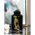 Банка с крышкой из фарфора с бронзовым цветочным элементом Eden Garden варинант исполнения - 4 | Loft Concept в Екатеринбурге