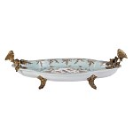 Блюдо овальное из голубого фарфора с ручками в виде бабочек и цветочным рисунком Blue Garden варинант исполнения - 1 | Loft Concept в Екатеринбурге