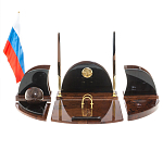 Настольный письменный набор с часами из природного камня обсидиана Oval Office варинант исполнения - 1 | Loft Concept в Екатеринбурге