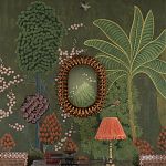 Обои ручная роспись Malwa Original colourway on Olive tobacco варинант исполнения - 1 | Loft Concept в Екатеринбурге