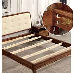 Кровать двуспальная с каркасом из дерева и мягким изголовьем Moon Walnut Bed варинант исполнения - 5 | Loft Concept в Екатеринбурге