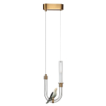 Подвесной светильник с декоративной фигуркой птицы на прозрачной изогнутой трубке Ganthea варинант исполнения - 2 | Loft Concept в Екатеринбурге