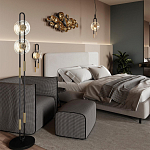 Бра черного цвета с круглым прозрачным стеклянным плафоном Virelia  варинант исполнения - 5 | Loft Concept в Екатеринбурге