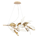 Люстра подвесная с декоративными белыми и золотыми листьями на текстурном основании Wintery flovers варинант исполнения - 1 | Loft Concept в Екатеринбурге