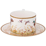 Чайная пара из фарфора с изображением собаки и уток 300 мл Hunting Porcelain Collection варинант исполнения - 2 | Loft Concept в Екатеринбурге