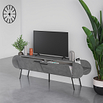 ТВ-тумба серая с 2-мя откидными дверцами и 2-мя открытыми полками CAPSULE TV STAND RETRO GREY варинант исполнения - 2 | Loft Concept в Екатеринбурге