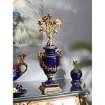 Подсвечник из темно-синего фарфора с бронзовыми элементами и цветами Eden Garden варинант исполнения - 2 | Loft Concept в Екатеринбурге