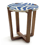 Приставной столик с инкрустацией Azure Reef Side Table - Bone Inlay варинант исполнения - 2 | Loft Concept в Екатеринбурге