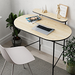 Стол письменный овальной формы с полкой LOUB WORKING TABLE BLACK OAK варинант исполнения - 5 | Loft Concept в Екатеринбурге