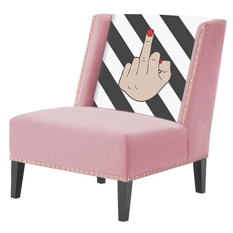 FUN Armchair "fuck off" pink  Дизайнерское кресло с цветным принтом Розовый пастельный в Екатеринбурге | Loft Concept 