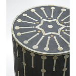 Приставной круглый столик с инкрустацией Mandika Bone Inlay Gray варинант исполнения - 1 | Loft Concept в Екатеринбурге