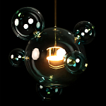 Подвесной светильник с прозрачными бирюзовыми стеклянными шарами и золотыми деталями Диаметр 46 Giopato & Coombes варинант исполнения - 4 | Loft Concept в Екатеринбурге