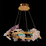 Люстра круглая на золотом каркасе с птичками и цветочным декором Miscellaneous herbs варинант исполнения - 5 | Loft Concept в Екатеринбурге