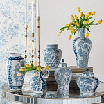 Ваза с крышкой и голубым цветочным рисунком на белом фоне Blue & White Ornament варинант исполнения - 7 | Loft Concept в Екатеринбурге