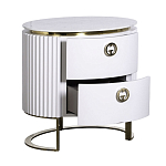 Тумбочка белая овальная с мраморной столешницей Thoroughbass варинант исполнения - 2 | Loft Concept в Екатеринбурге