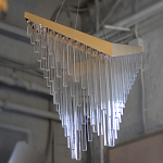 Люстра золотого цвета в форме галочки с каскадом длинных прозрачных трубок Eurofase варинант исполнения - 14 | Loft Concept в Екатеринбурге