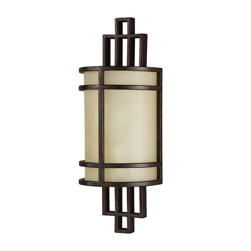 Бра бронзового цвета с полукруглым матовым стеклянным плафоном в геометрическом каркасе Feiss Бронза Бежевый в Екатеринбурге | Loft Concept 