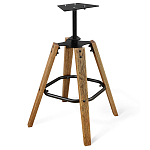 Барный стул со спинкой и металлической подставкой на 4-х деревянных ножках Коричневый Велюр Vendramin Chair варинант исполнения - 5 | Loft Concept в Екатеринбурге