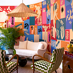 Обои ручная роспись в стиле Арт-деко Jazz Original colourway on painted silk with embroidery варинант исполнения - 1 | Loft Concept в Екатеринбурге