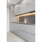 Прямой серый кухонный гарнитур с фрезерованным фасадом Idelle Kitchen Set варинант исполнения - 2 | Loft Concept в Екатеринбурге