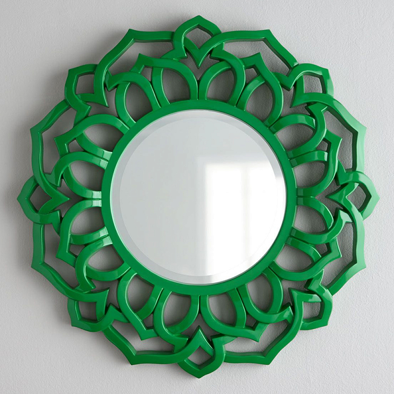 Зеркало круглое в ажурной зеленой раме Green Floral Pattern Зеленый Зеркало круглое в ажурной зеленой раме Green Floral Pattern Зеленый в Екатеринбурге | Loft Concept
