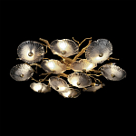 Потолочная люстра круглая ветвистыми бронзовыми элементами и стеклянными рифлеными дисками Textured Glass Chandelier варинант исполнения - 4 | Loft Concept в Екатеринбурге