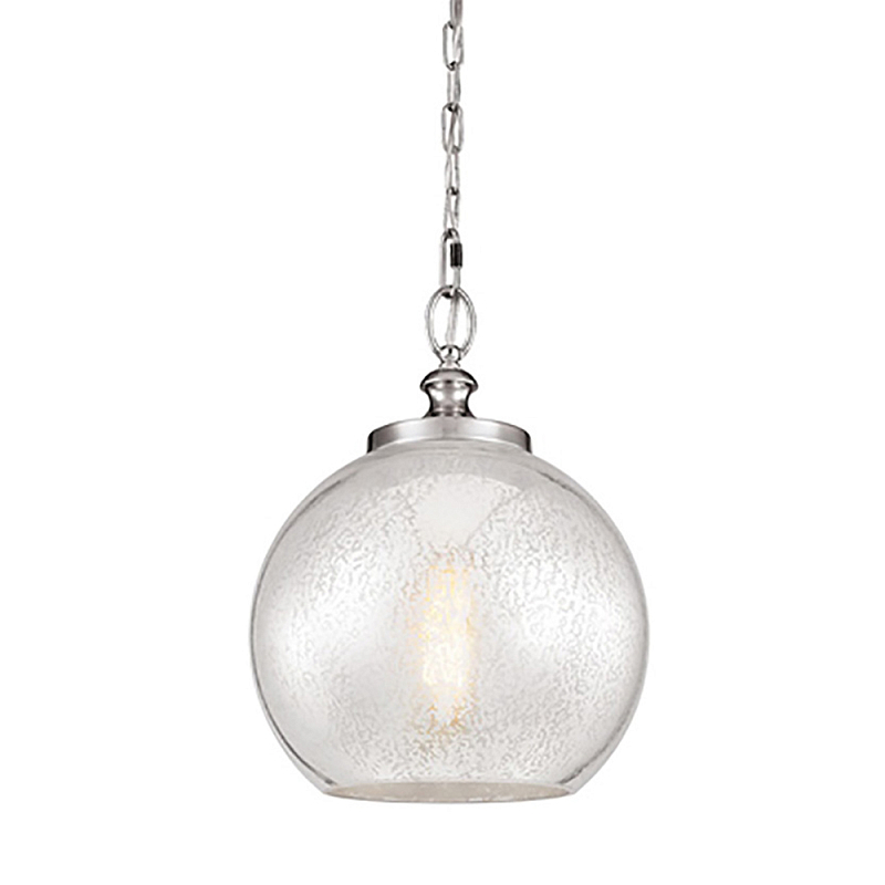 Подвесной светильник с прозрачным стеклянным плафоном в форме шара в современном стиле на цепи Feiss Сталь Прозрачное Стекло в Екатеринбурге | Loft Concept 