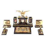 Настольный письменный набор из яшмы и долерита с декором Двуглавый орел Manager Organizer варинант исполнения - 1 | Loft Concept в Екатеринбурге