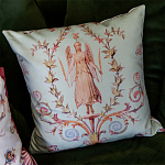 Декоративная подушка светло-зеленая с растительным орнаментом Raffael Angel Green Cushion варинант исполнения - 3 | Loft Concept в Екатеринбурге