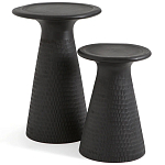 Круглый приставной столик из массива манго Piero Black Side Table варинант исполнения - 3 | Loft Concept в Екатеринбурге