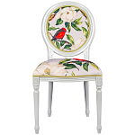 Стул светло-серый из натурального бука с изображением птиц и цветов Blooming Birds Red  варинант исполнения - 1 | Loft Concept в Екатеринбурге