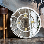 Зеркало настенное в белой металлической раме в виде часов Mirror Tower Clock варинант исполнения - 4 | Loft Concept в Екатеринбурге