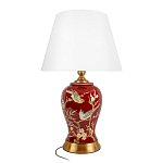 Настольная лампа бордовая с изображением птиц Slip Away варинант исполнения - 1 | Loft Concept в Екатеринбурге