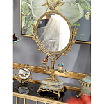 Зеркало с бронзовой подставкой в виде дерева и фарфоровыми птичками на голубом основании Eden Garden варинант исполнения - 4 | Loft Concept в Екатеринбурге