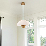 Подвесной светильник золотого цвета с полусферическим опаловым плафоном и декоративным элементом Elstead Lighting варинант исполнения - 7 | Loft Concept в Екатеринбурге