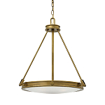 Люстра подвесная цвета латунь с плоским круглым матовым стеклянным плафоном на цепи Hinkley варинант исполнения - 1 | Loft Concept в Екатеринбурге